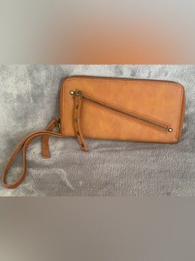 Free People Tan Wristlet Wallet with Exterior Zip Pocket